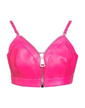 Hot pink faux leather bustier for women womencorset.com
