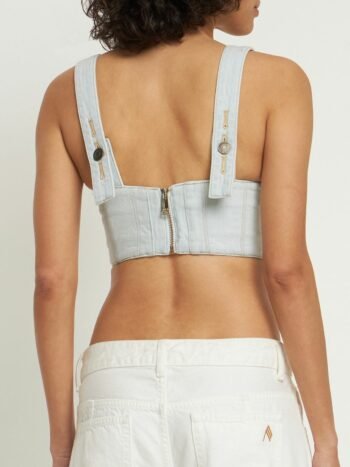 Strapless denim underwire steel boned bustier for women womencorset.com