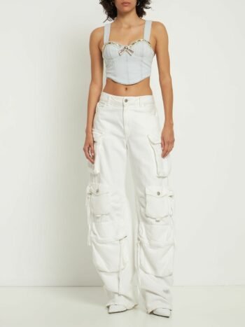 Strapless denim underwire steel boned bustier for women womencorset.com