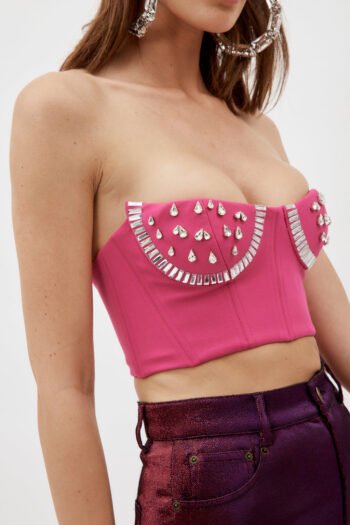 Crystal watermelon Embellished Bustier for women womencorset.com