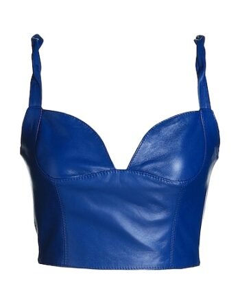 Blue leather bustier for women womencorset.com