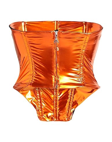 Strapless orange vinyl bustier for women womncorset.com
