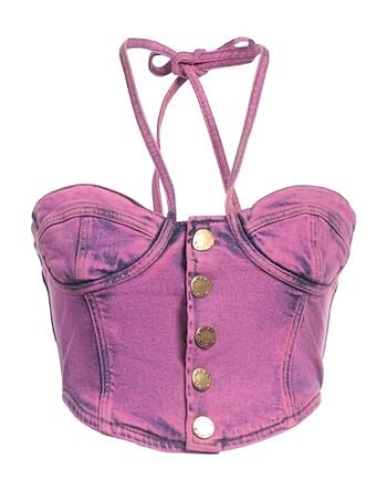 fuchsia halter denim bustier for women womencorset.com