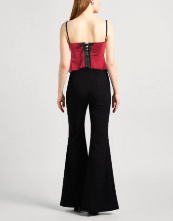 Red and black front lace up corset bustier for women womencorset.com
