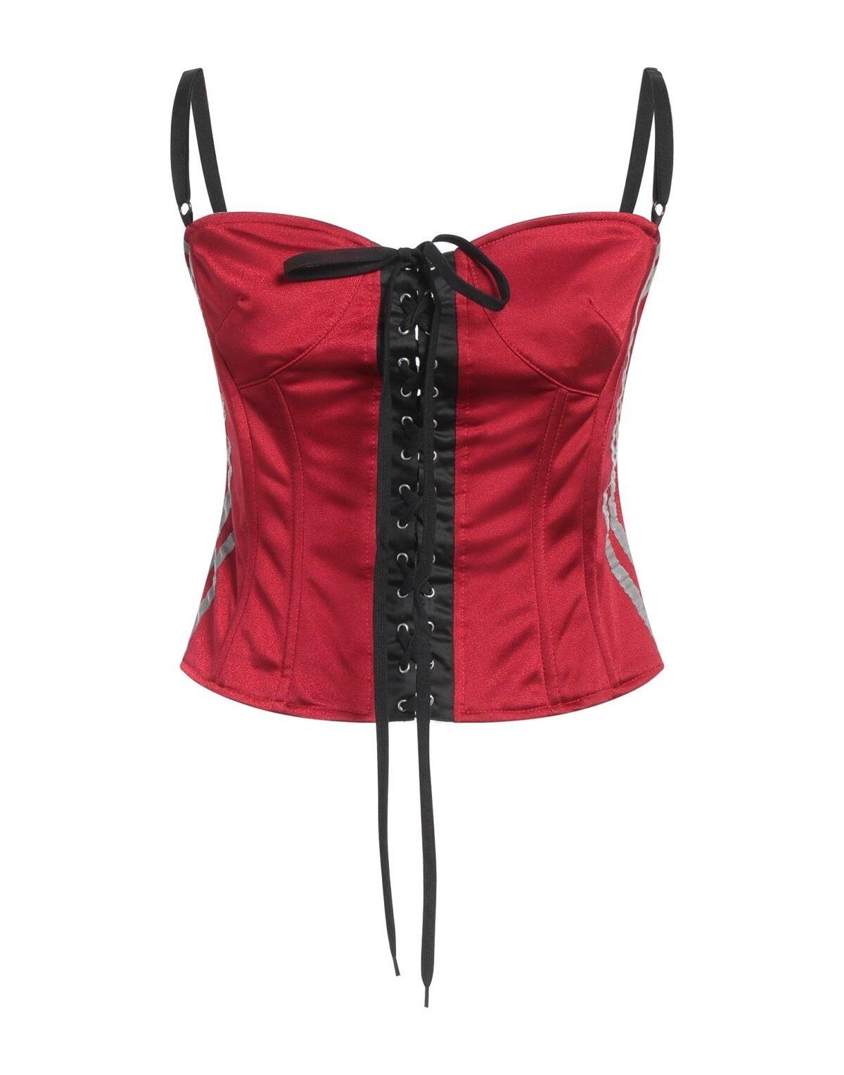 Red and black front lace up corset bustier for women womencorset.com