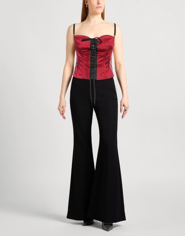 Red and black front lace up corset bustier for women womencorset.com