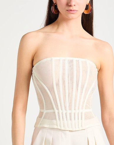 White bobbinet corset off the shoulder bustier for women womencorset.com