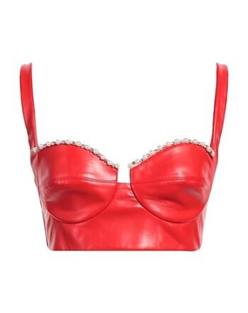 Red faux leather bustier for women womencorset.com
