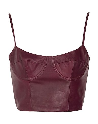 Burgundy leather corset bustier for women womencorset.com