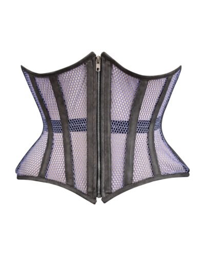 Fishnet mini waist cincher purple half corset womencorset.com