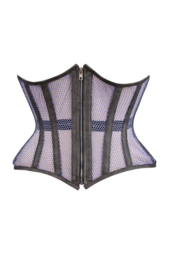 Fishnet mini waist cincher purple half corset womencorset.com
