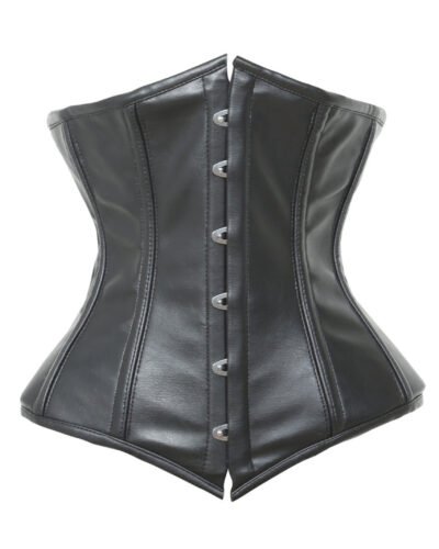 Black leather half bust lace up corset womencorset.com