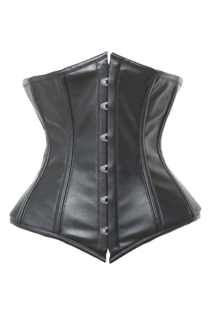 Black leather half bust lace up corset womencorset.com