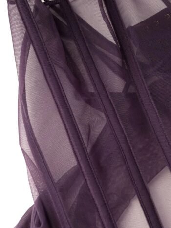 Mesh Boned Overbust Lingerie Purple Corset