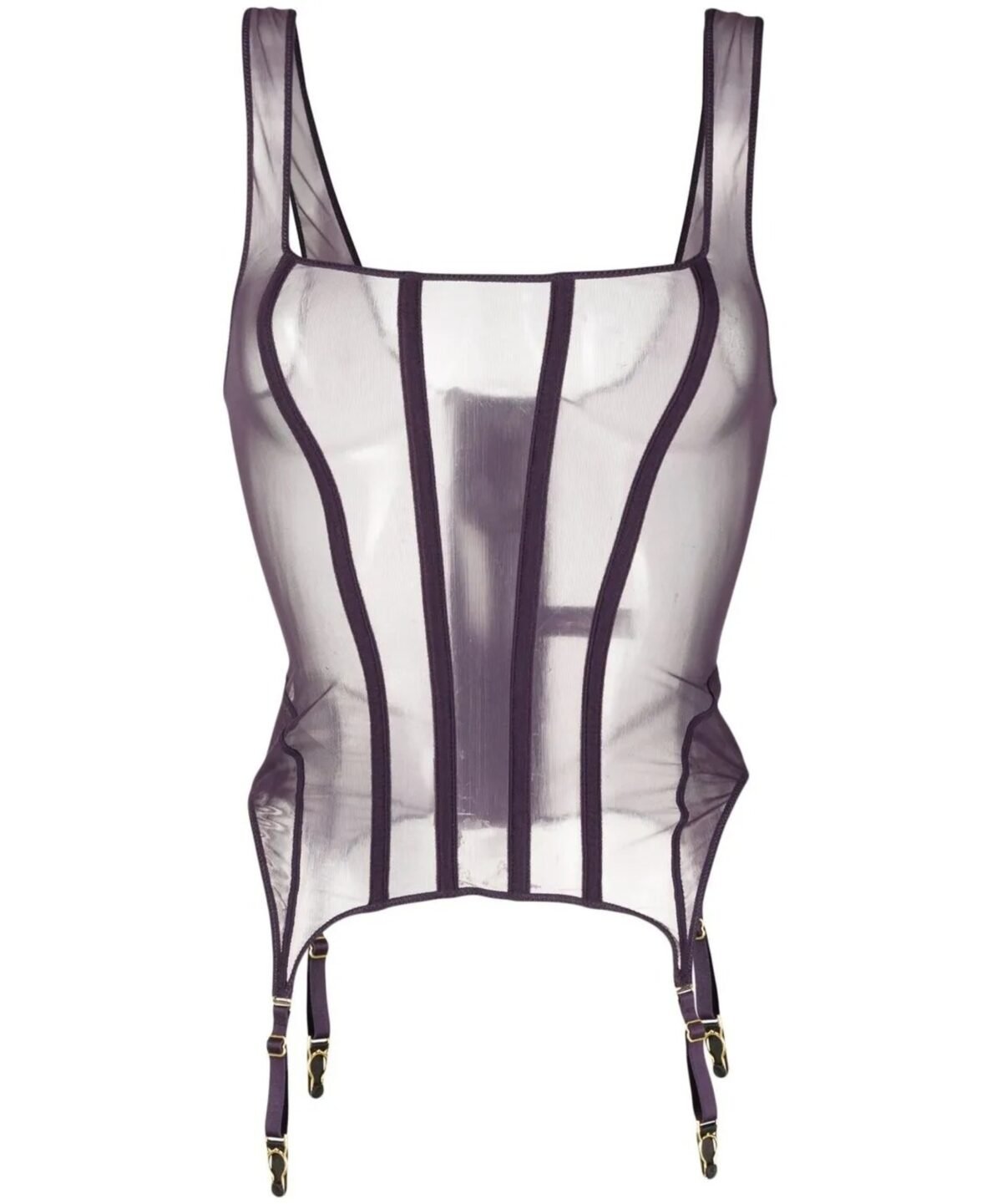 Mesh Boned Overbust Lingerie Purple Corset
