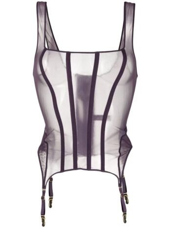 Mesh Boned Overbust Lingerie Purple Corset