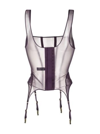 Mesh Boned Overbust Lingerie Purple Corset