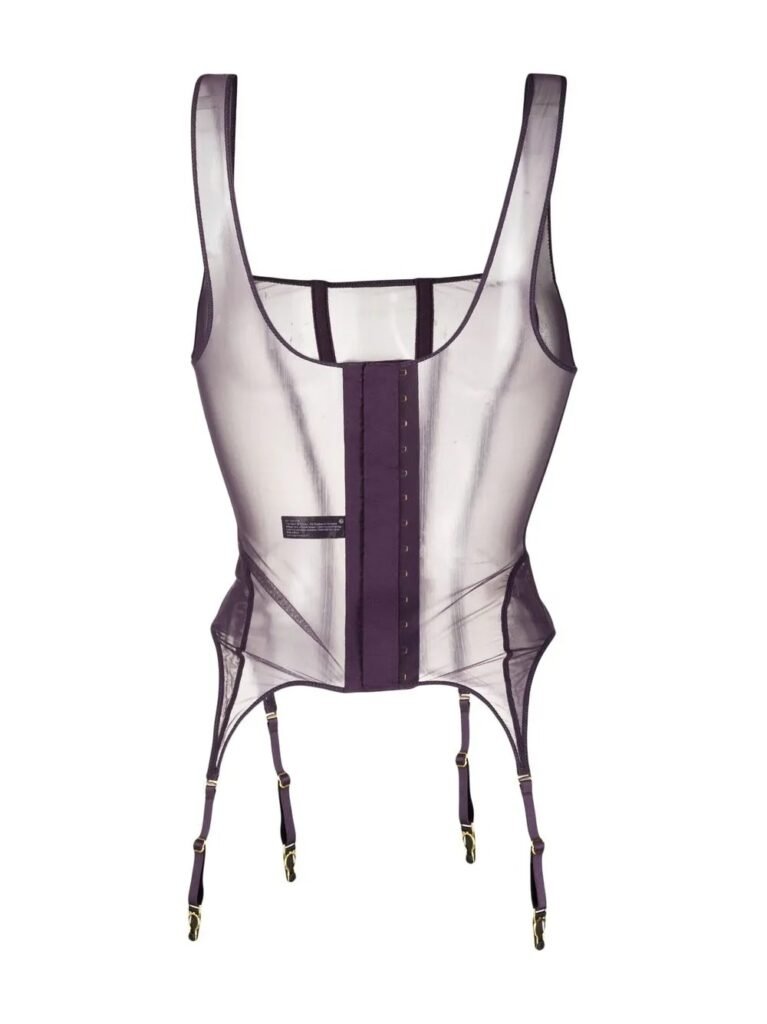 Mesh Boned Overbust Lingerie Purple Corset