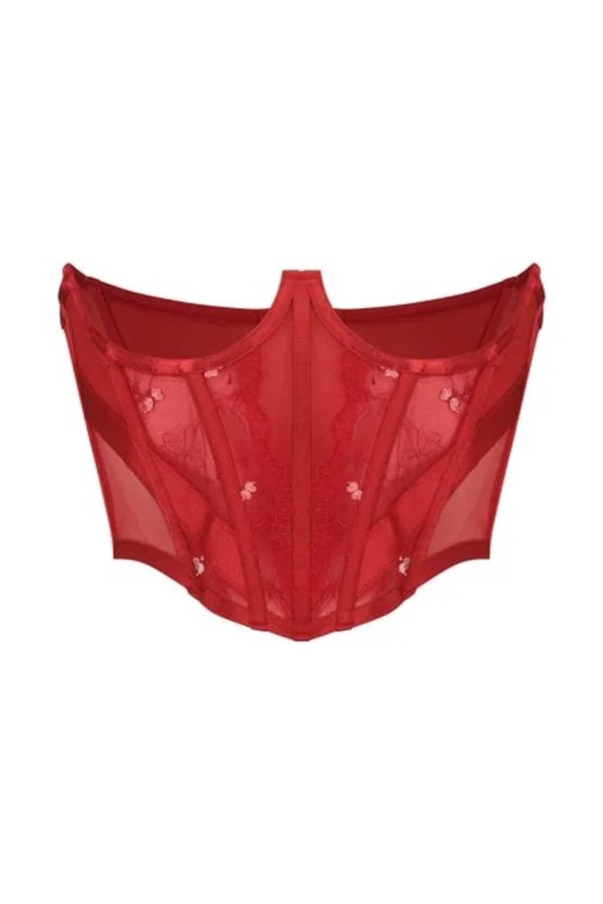 Mesh Under Rib Red Women Corset