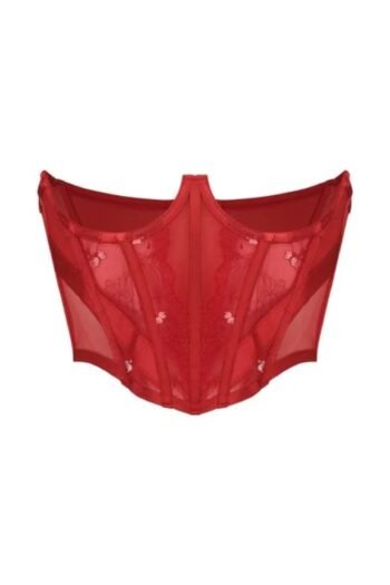Mesh Under Rib Red Women Corset