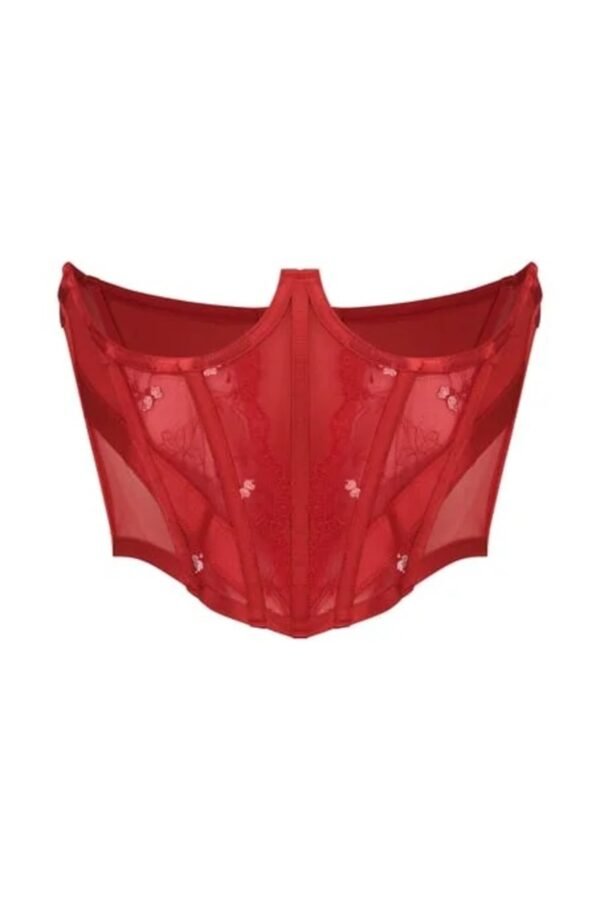 Mesh Under Rib Red Women Corset