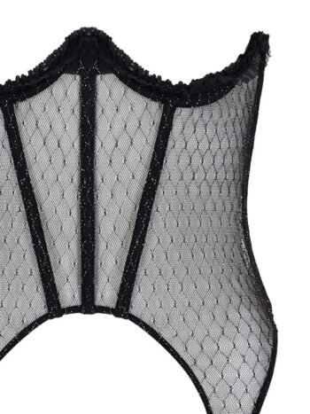 Mesh Under Rib Women Corset With Garters