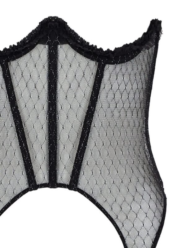 Mesh Under Rib Women Corset With Garters