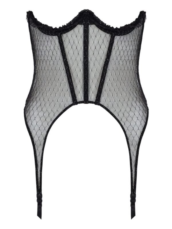 Mesh Under Rib Women Corset With Garters