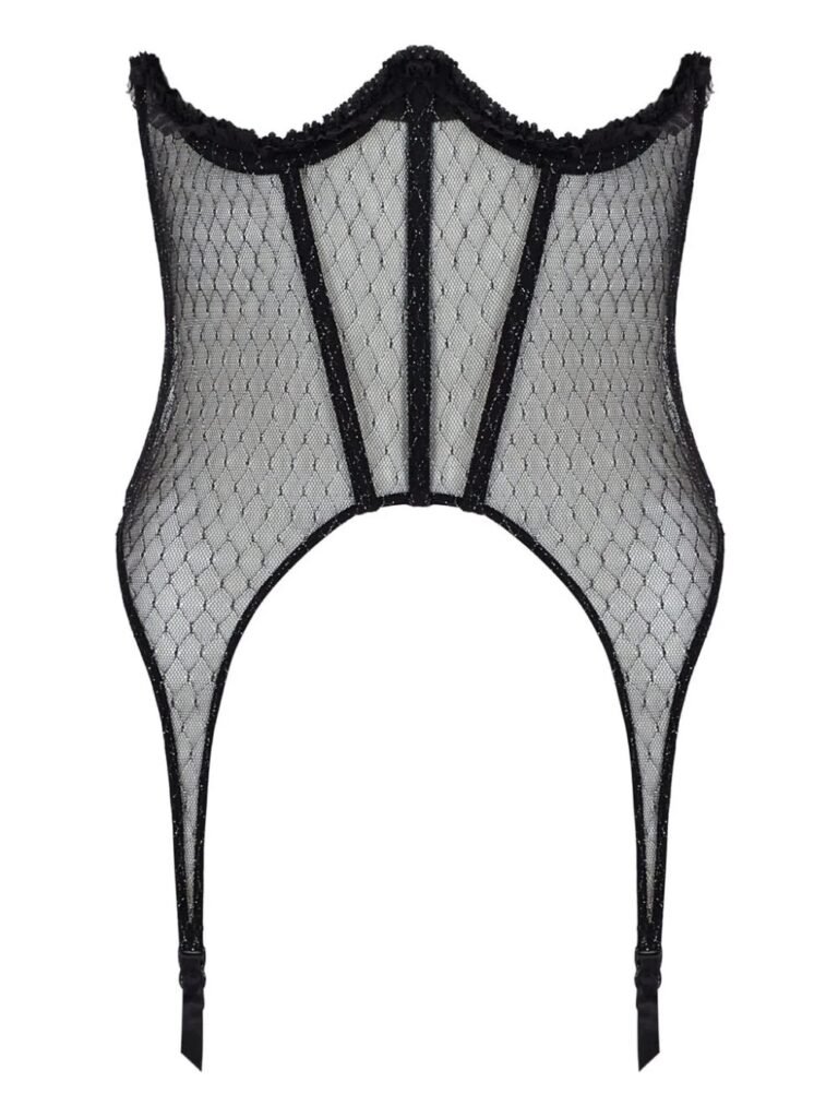 Mesh Under Rib Women Corset With Garters