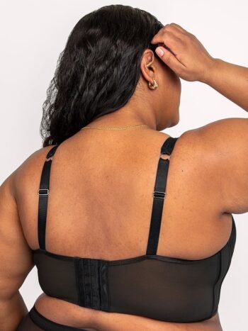 Black Mesh Corset Cropped Top For Women