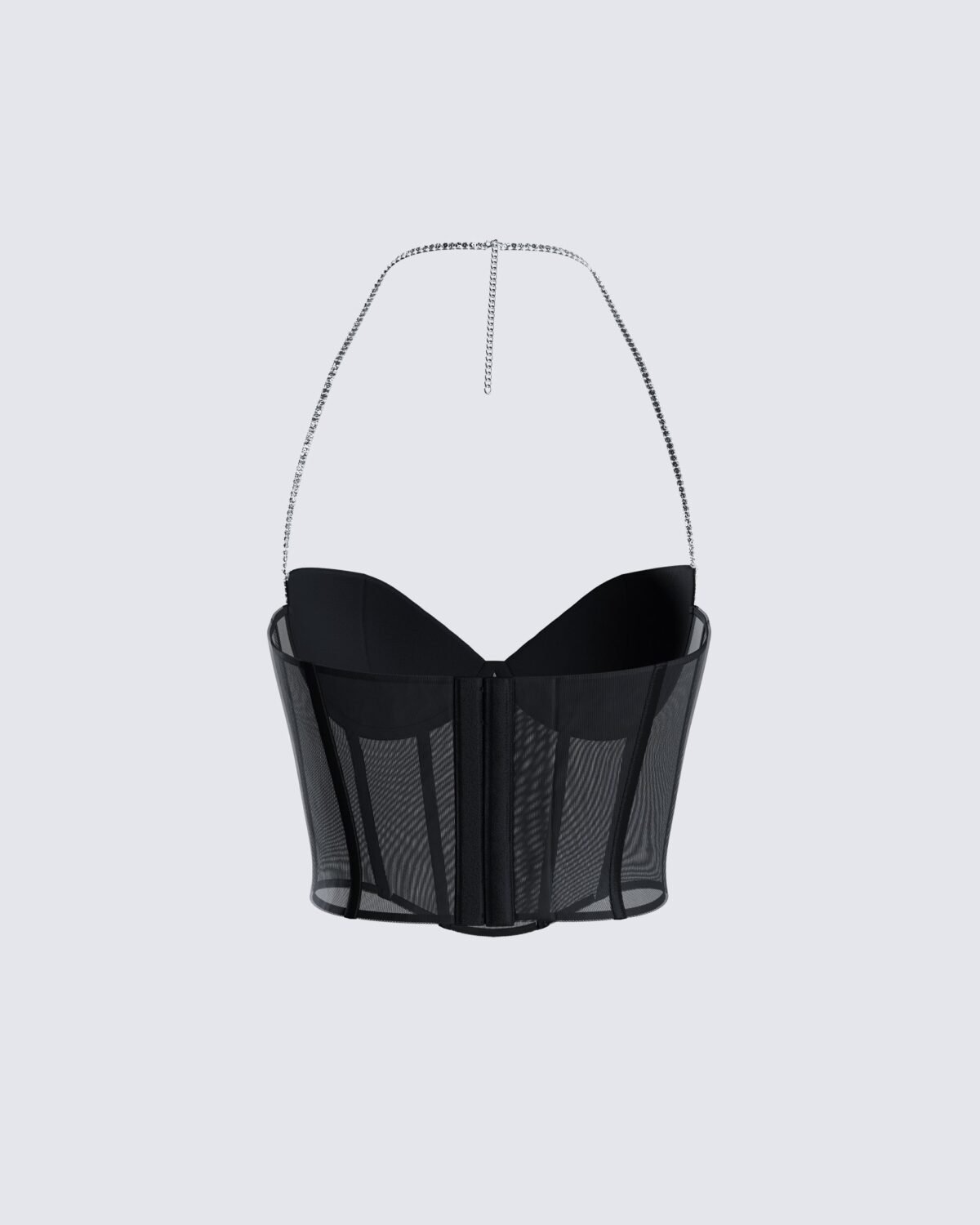 Black Mesh Rhinestone Corset Top