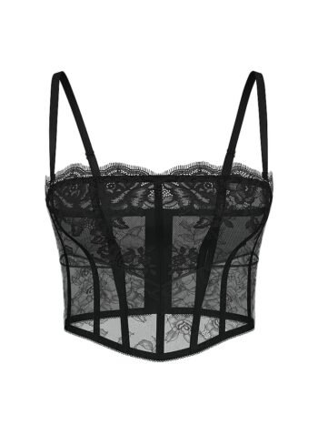Black Mesh Strapless Corset Top