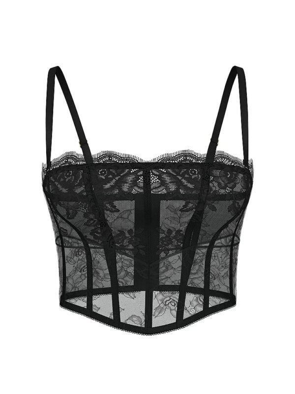 Black Mesh Strapless Corset Top