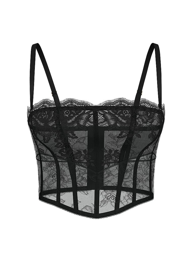 Black Mesh Strapless Corset Top