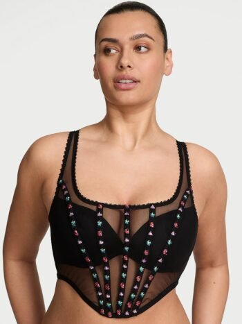 Black Mesh Women Corset Top