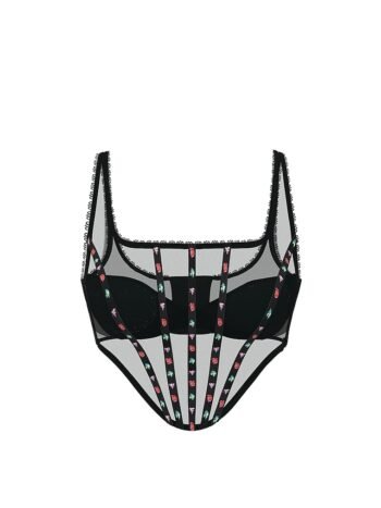 Black Mesh Women Corset Top
