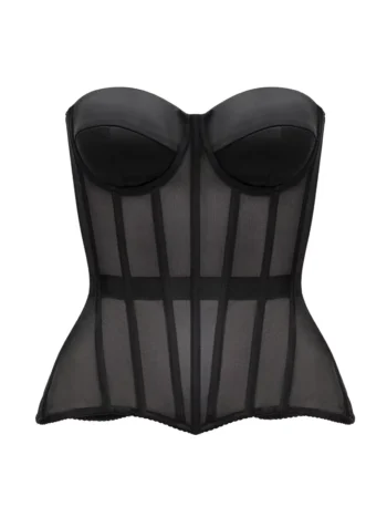 Black Underwire Mesh Women Corset Top