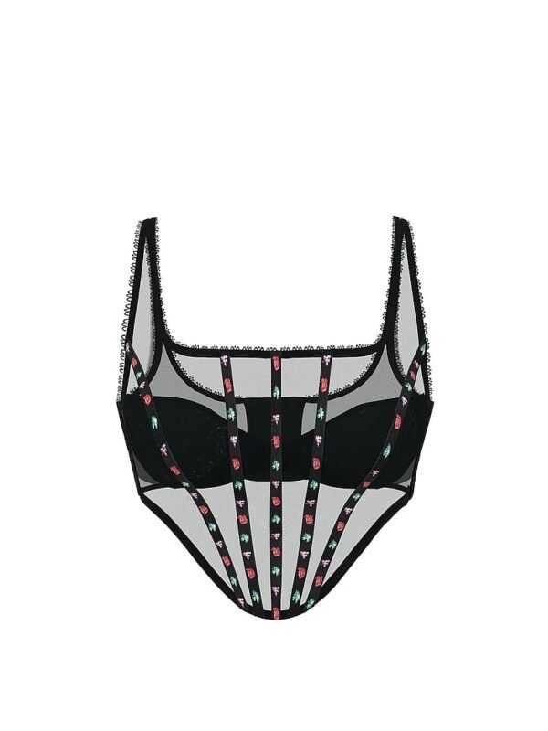 Black Mesh Women Corset Top