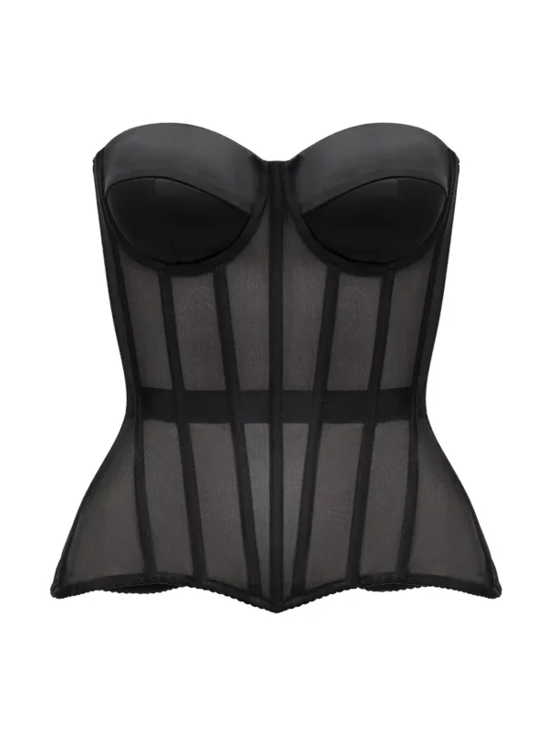 Black Underwire Mesh Women Corset Top