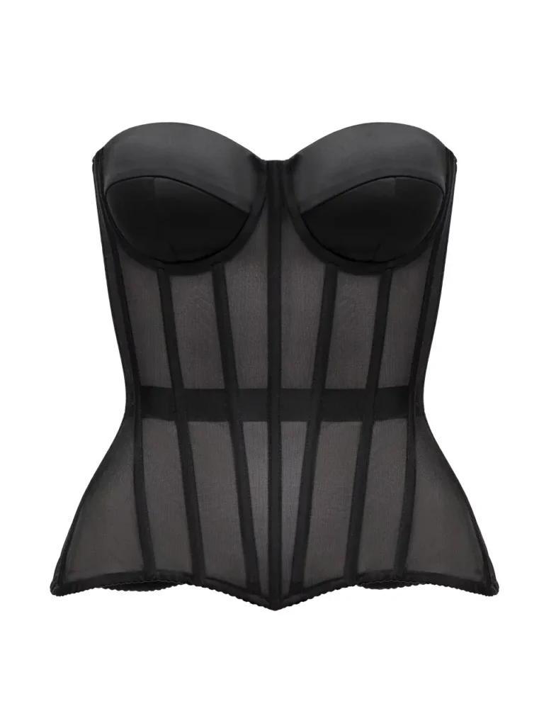 Black Underwire Mesh Women Corset Top