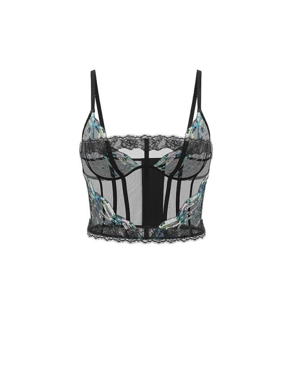 Mesh Embroidery Summer Corset Top