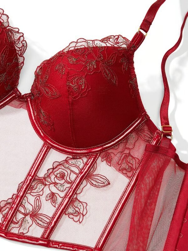 Red lingerie Mesh Corset Top For Woman