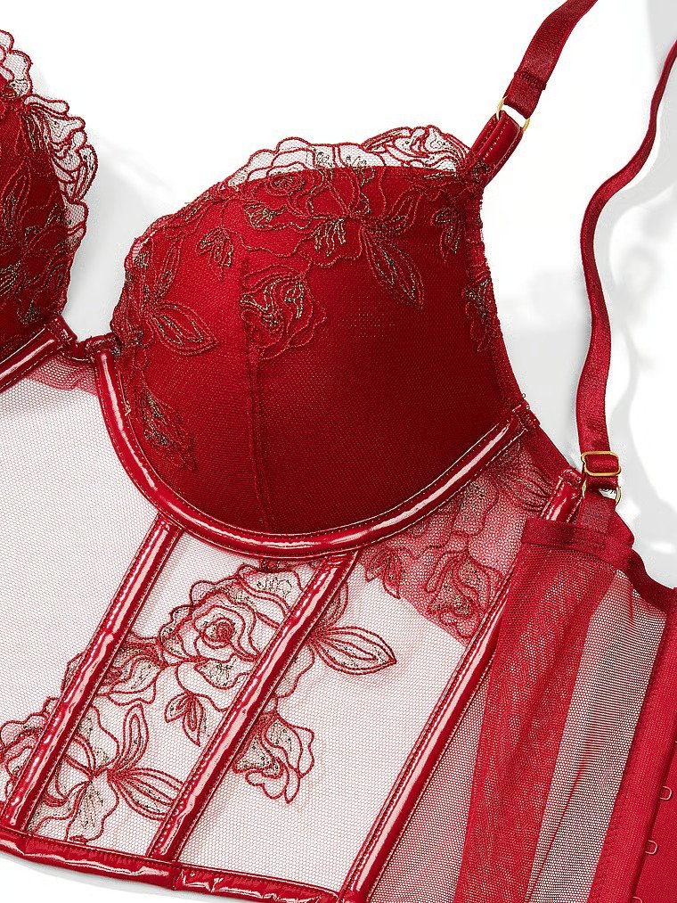 Red lingerie Mesh Corset Top For Woman