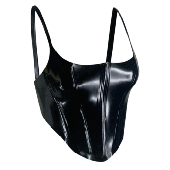 Black PVC Corset For Women Bustier Top
