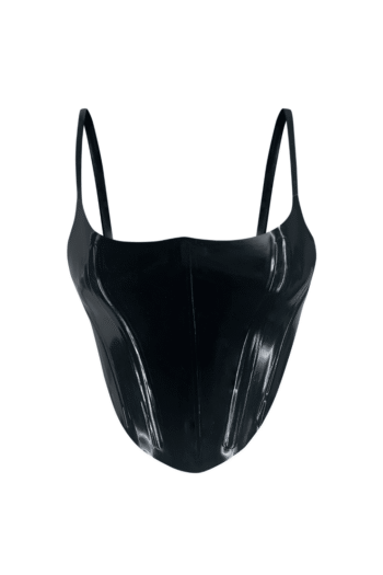 Black PVC Corset For Women Bustier Top