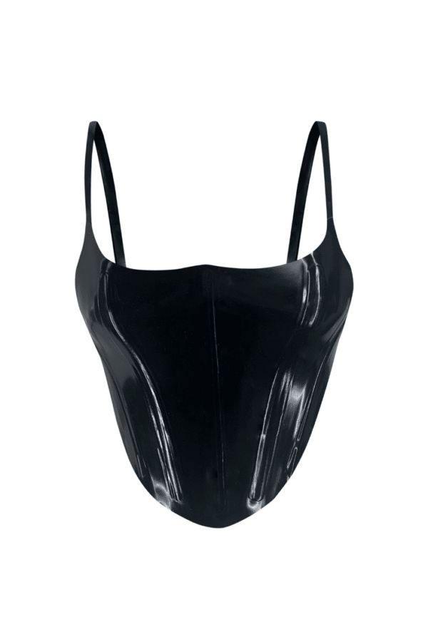 Black PVC Corset For Women Bustier Top