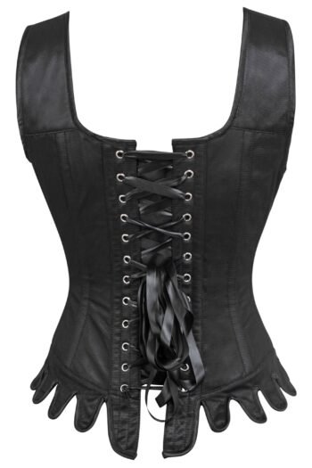 Black Satin Bustier Couture Corset with Shoulder Straps