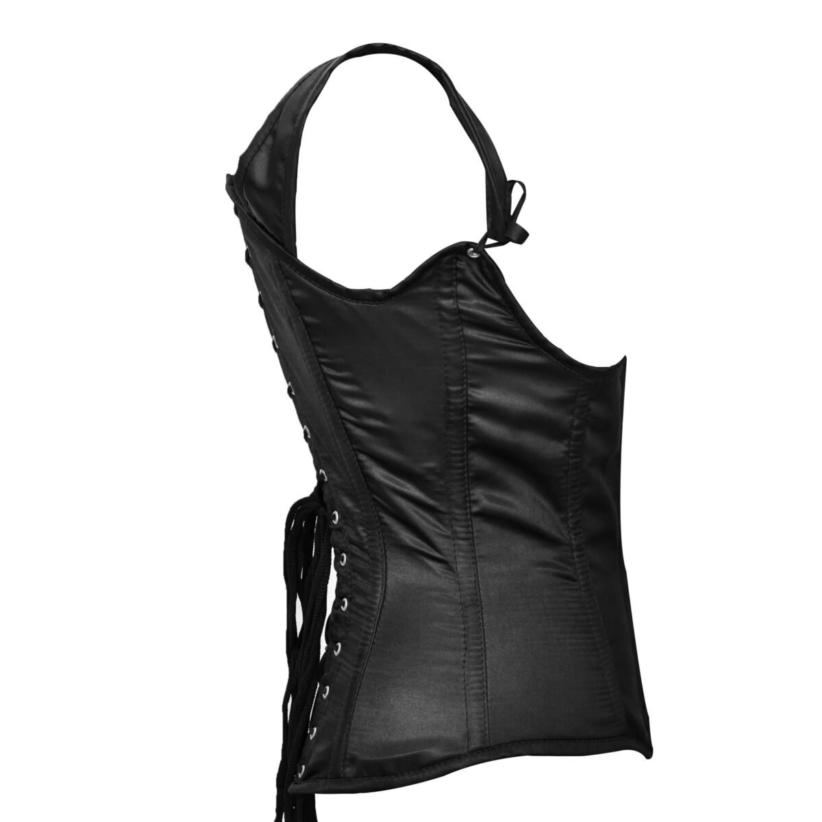 Black Underbust Boned Satin Bustier Lacing Corset