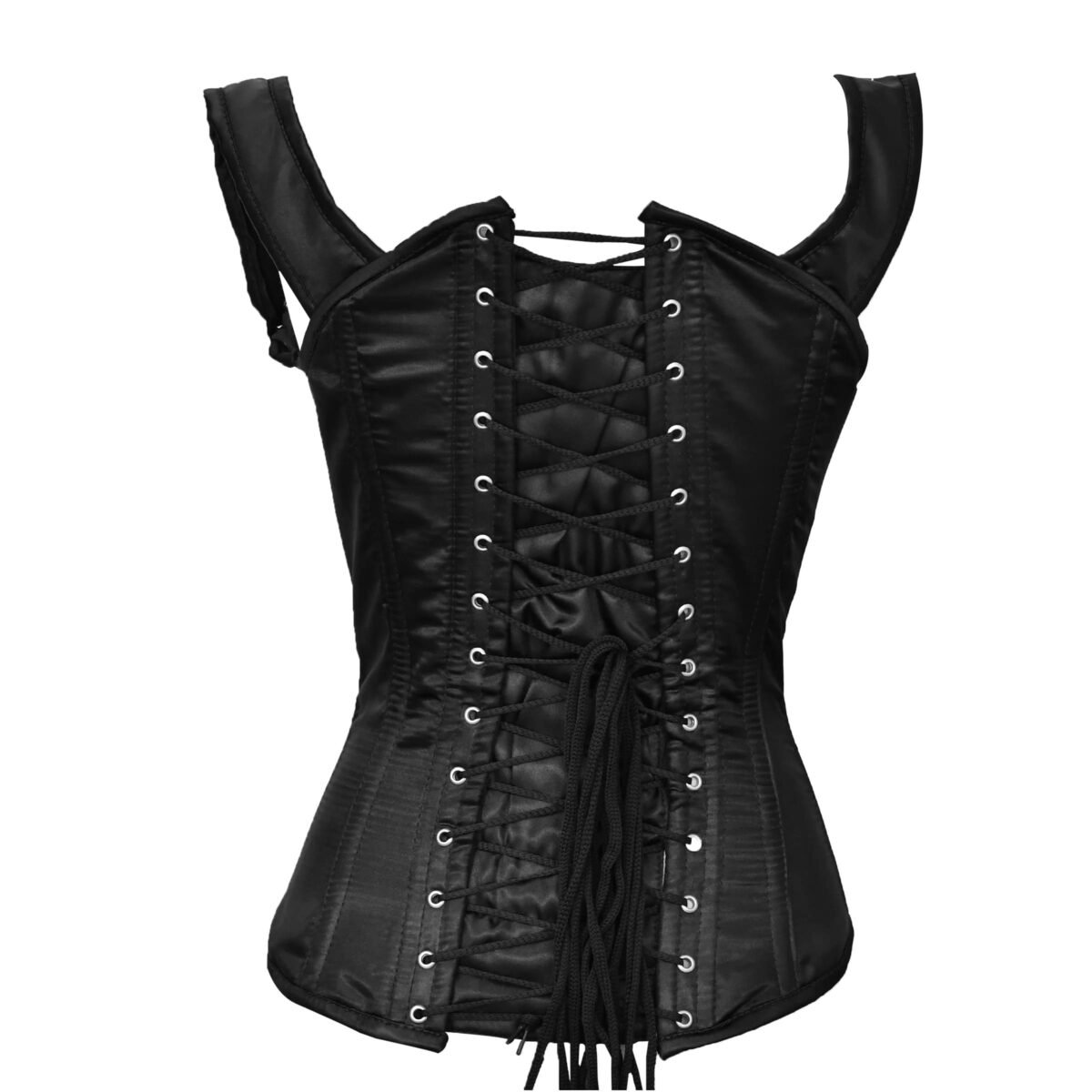 Black Underbust Boned Satin Bustier Lacing Corset