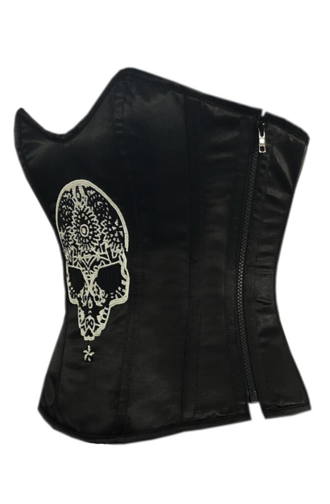 Black Zipper Handmade Satin Gothic Bustier Waist Training Corset